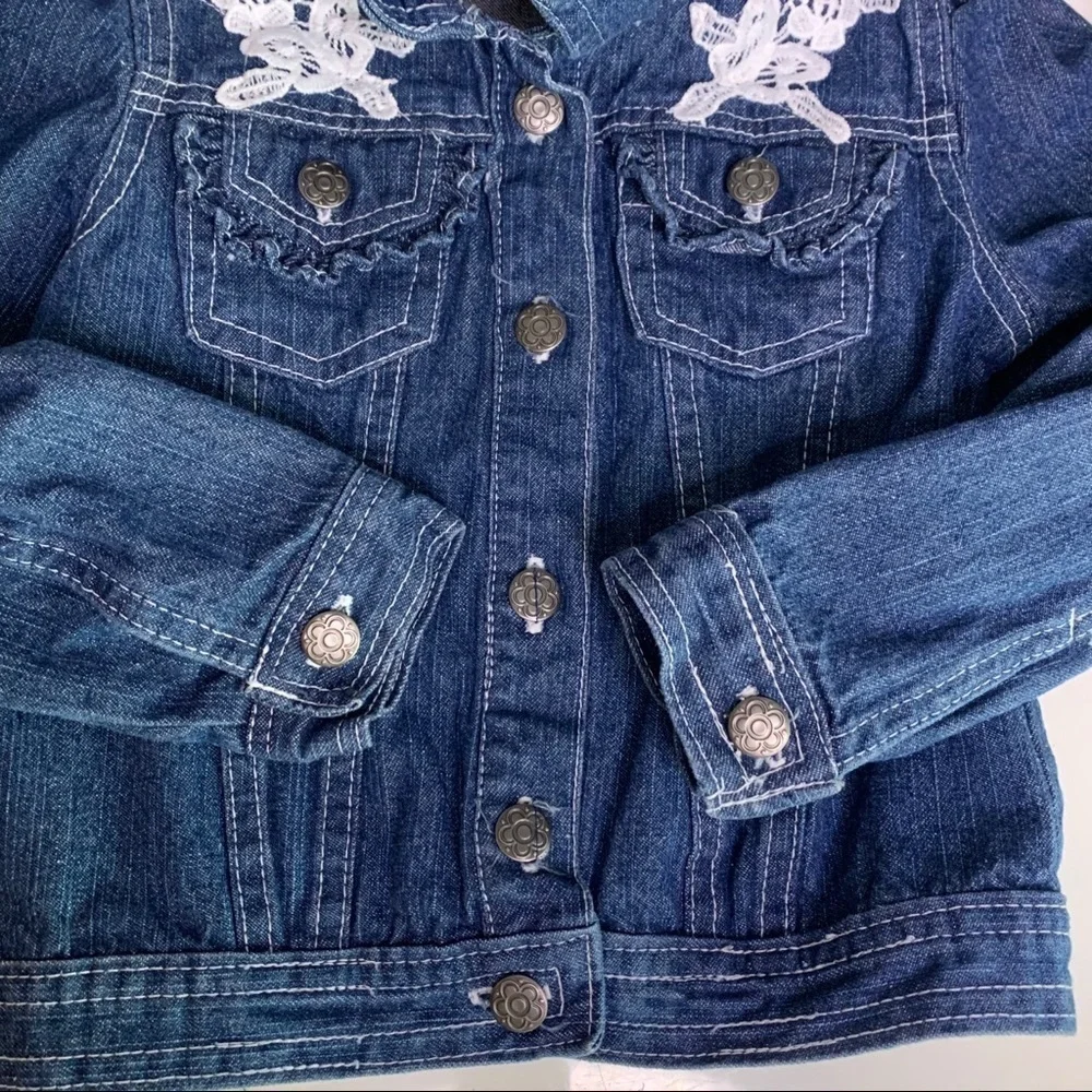 Denim and lace girls casual  jacket 4 toddler